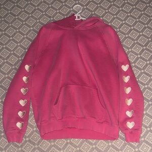 Women's Pink Heart Sleeve Sweater